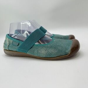 KEEN Womens Mary Jane Flats Teal Denim Elastic Strap Comfort Shoes Size 8.5